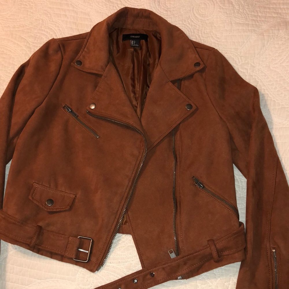 Faux Suede Motto Jacket